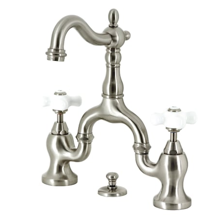 Kingston Brass Bridge Bathroom Faucet with Brass Pop-Up, Brushed Nickel KS7978PX
